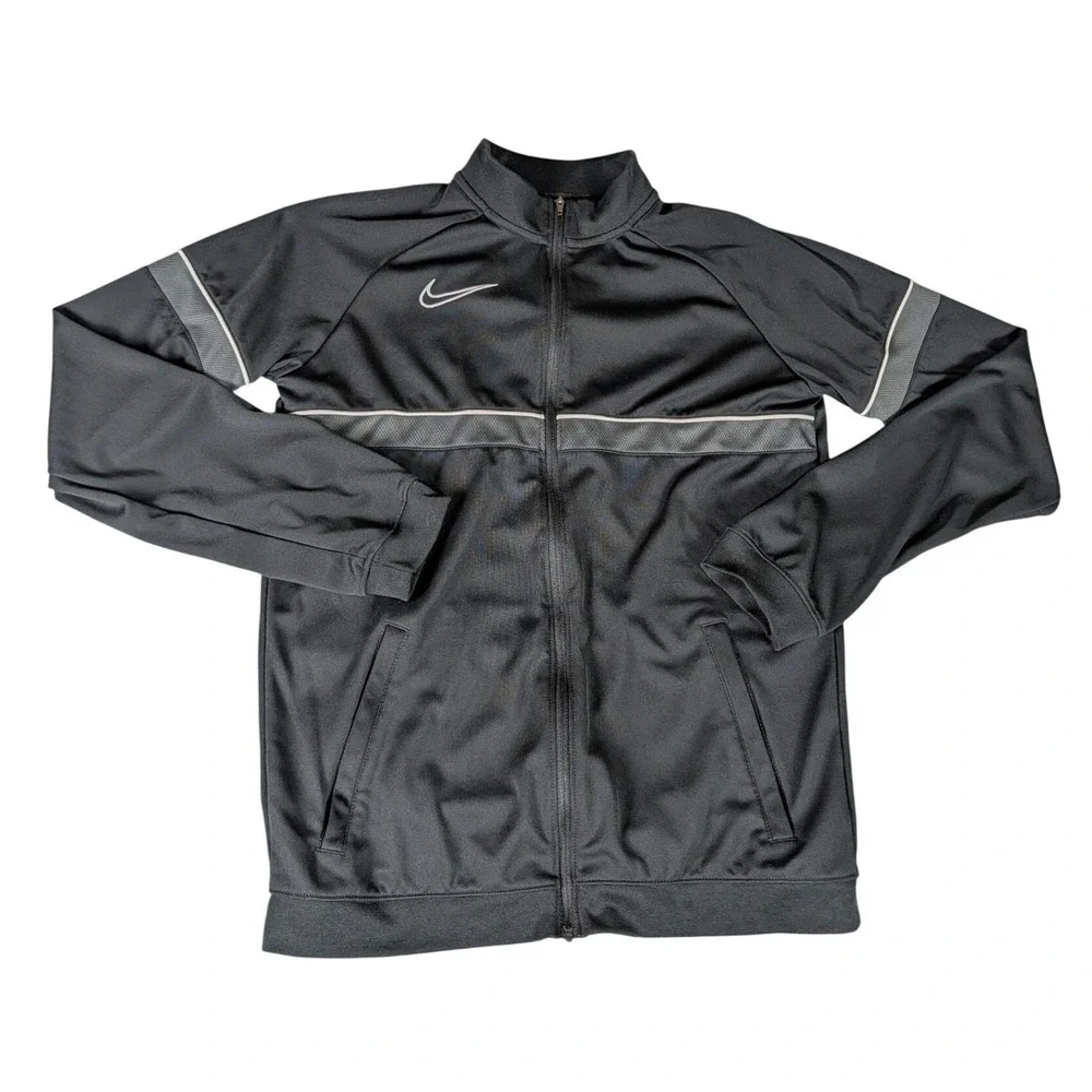 Nike Kids Dri-FIT Soccer Track Jacket Black Full Zip Athletic Warm Up CW6131-010
